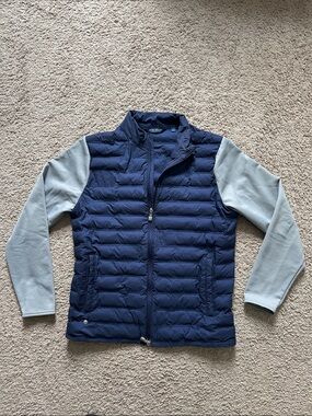 Peter Millar Crown Crafted Stitchless Baffle Jacket - Navy Gray - Men's M